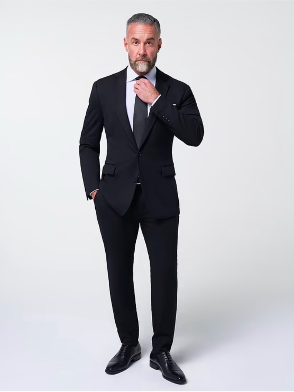 Men's Black Slim-Fit Two-Piece Suit Jacket & Trousers